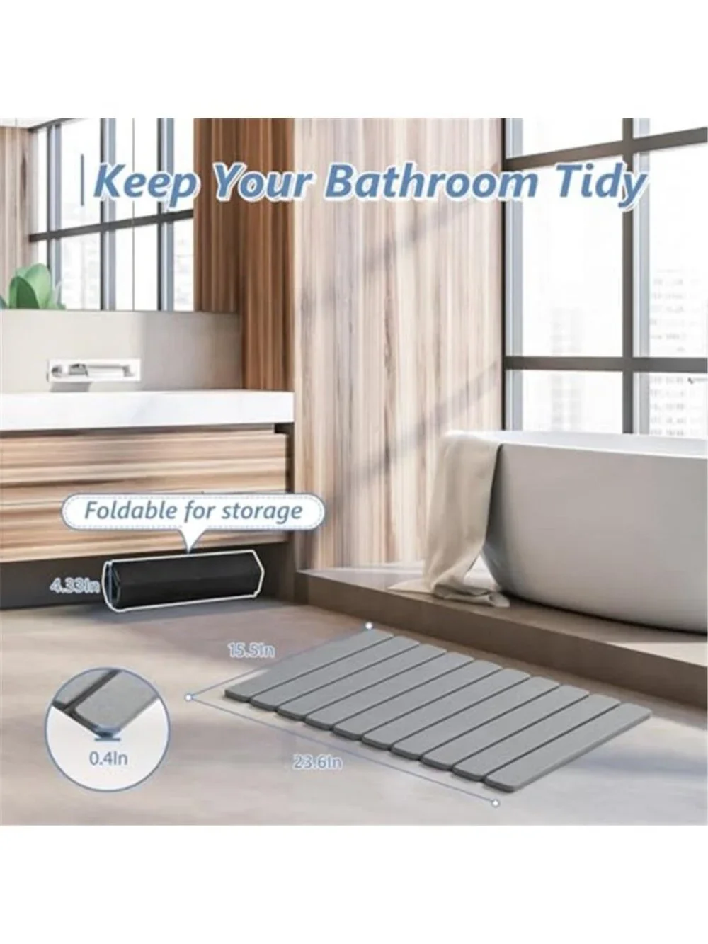 Stone Bath Mat Quick Dry Diatomaceous Earth Non Slip Foldable Bathroom